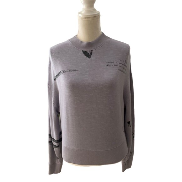 Fabletics Long Sleeve Cropped Sweatshirt Ribbed Mock Neck Inspirational Gray Sm - Picture 1 of 16